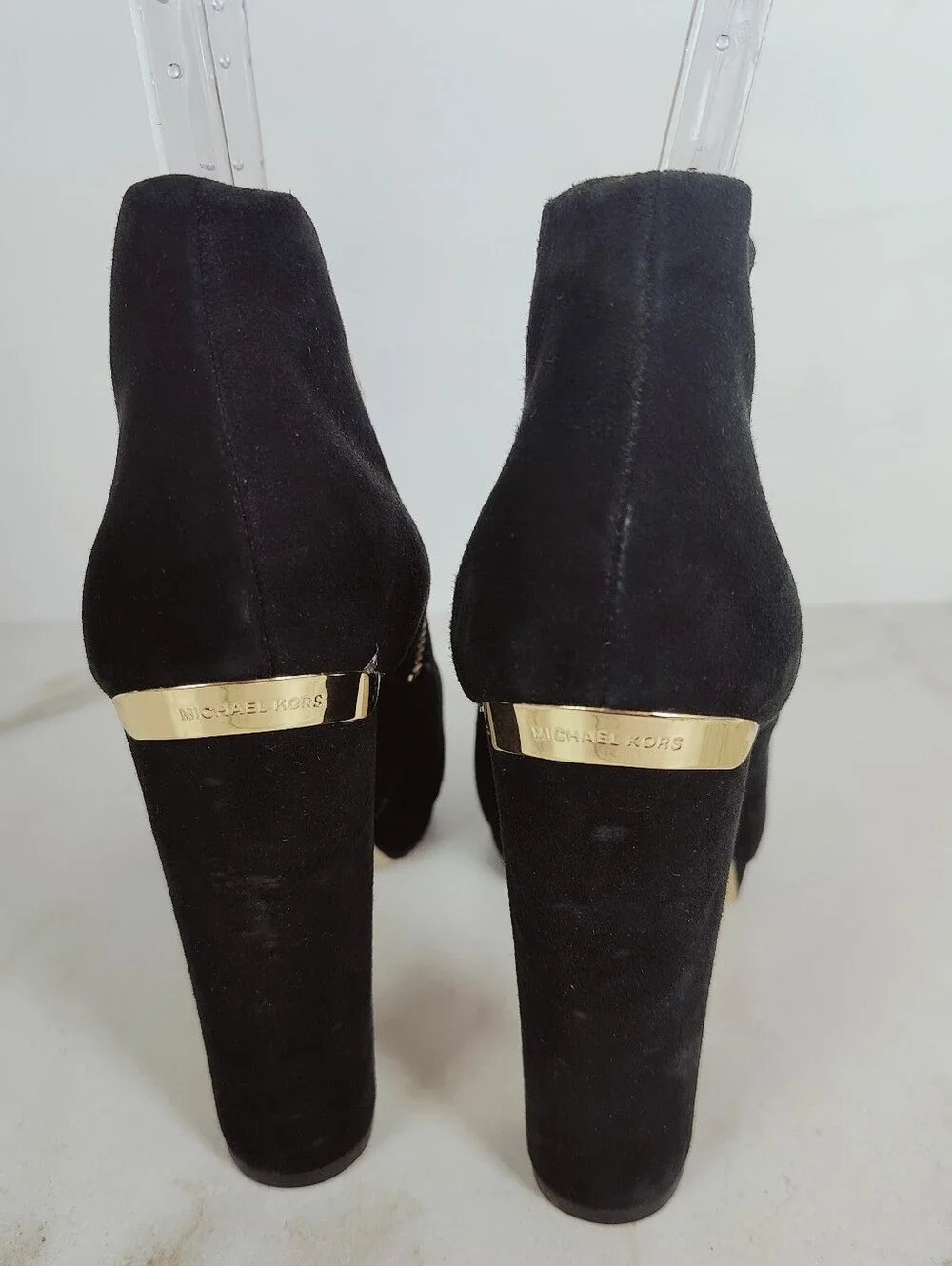 MICHAEL Michael Kors Haven Black Suede Platform Ankle Boots Booties, 10